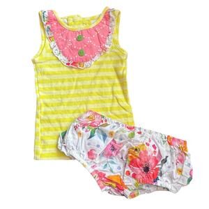 Ricrac & Ruffles tank set 12m bright summer colors ruffle bottom bloomers